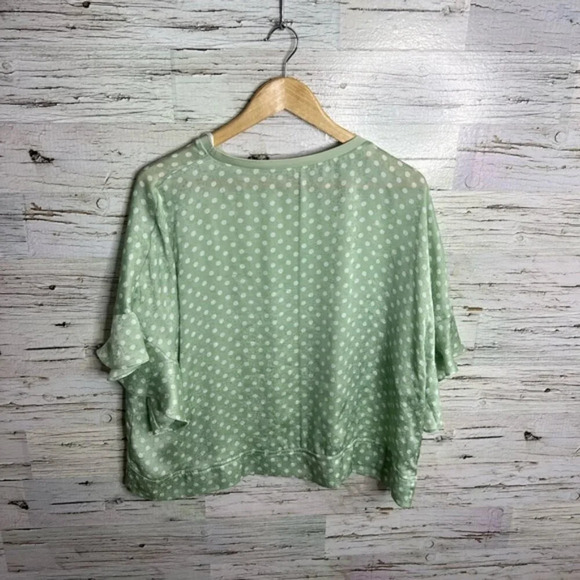 Zara green white polka dot blouse top oversized  size small - Picture 6 of 6